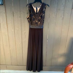 Black lace evening gown